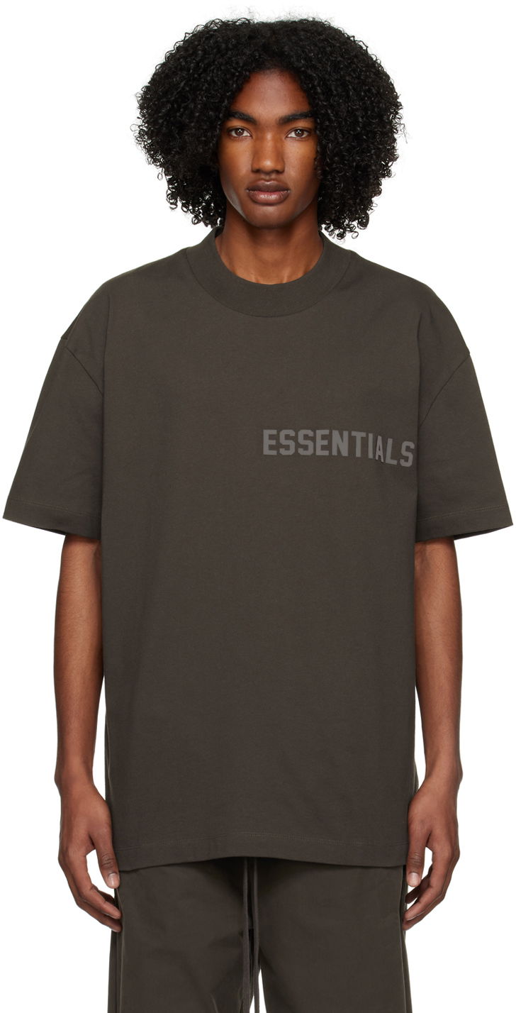 Тениска Fear of God Fear of God ESSENTIALS Crewneck T-Shirt Кафяво | 125BT222000F, 0