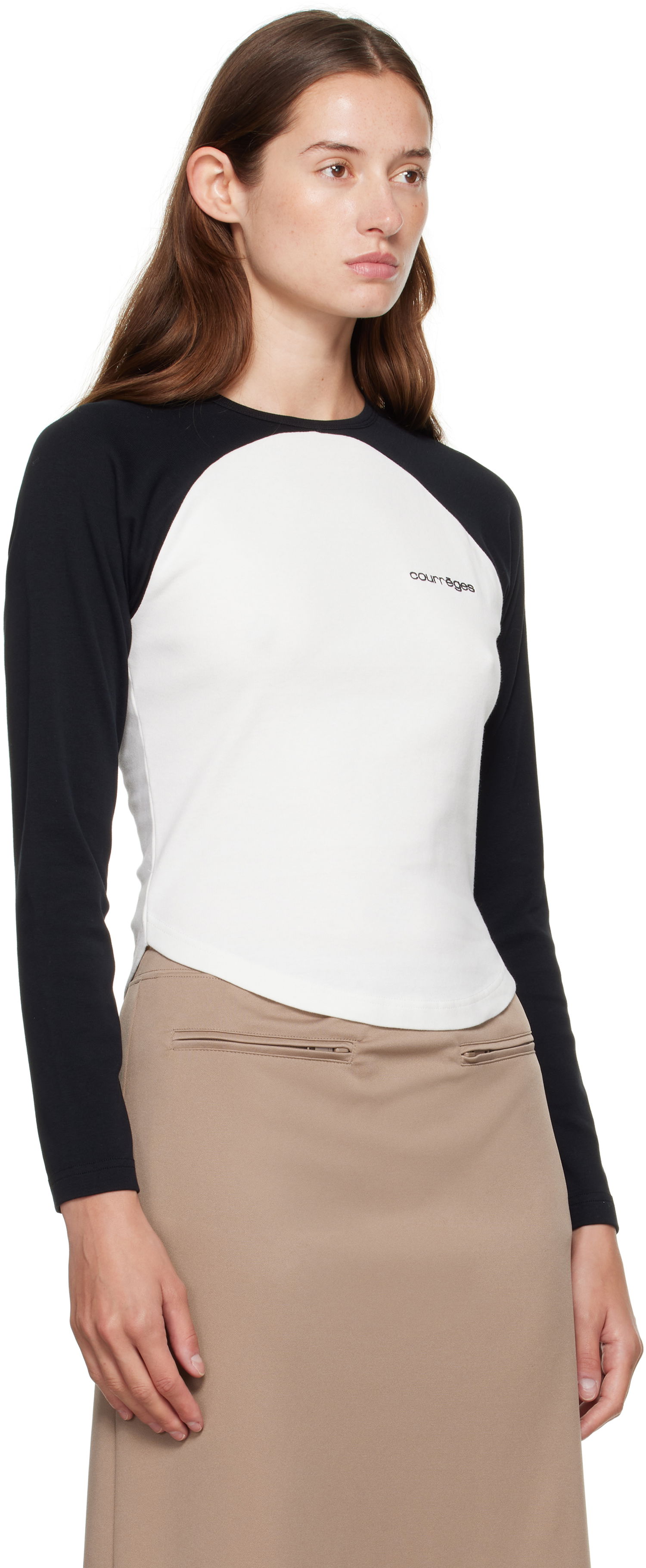 Тениска Courrèges Courrèges Circle Contrast Long Sleeve T-Shirt Черно | 325JTS228JS0203, 1