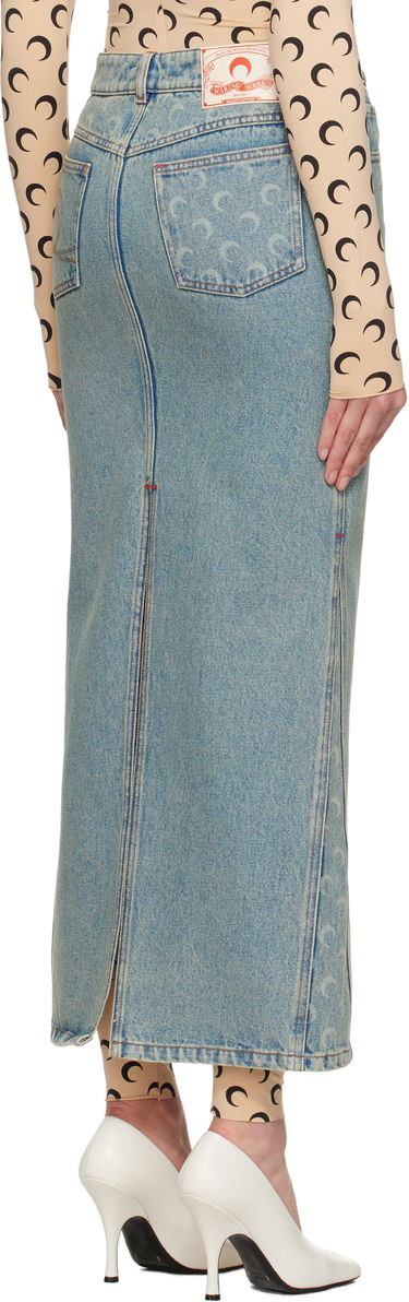 Пола Marine Serre Marine Serre Moon Laser Denim Maxi Skirt Синьо | WSK074A CDEN0003, 2