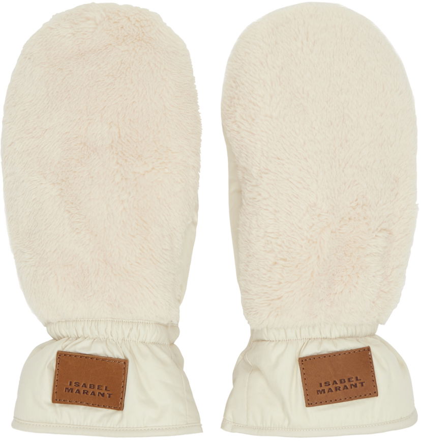 Ръкавици ISABEL MARANT Faux Fur Mittens Бежово | GA006XFA-B3C15A