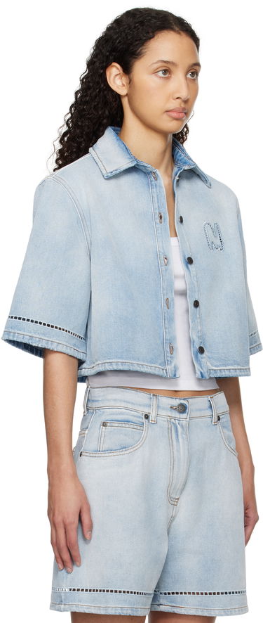 Риза MSGM MSGM Cropped Denim Shirt Синьо | 3841MDE232X 257271, 1