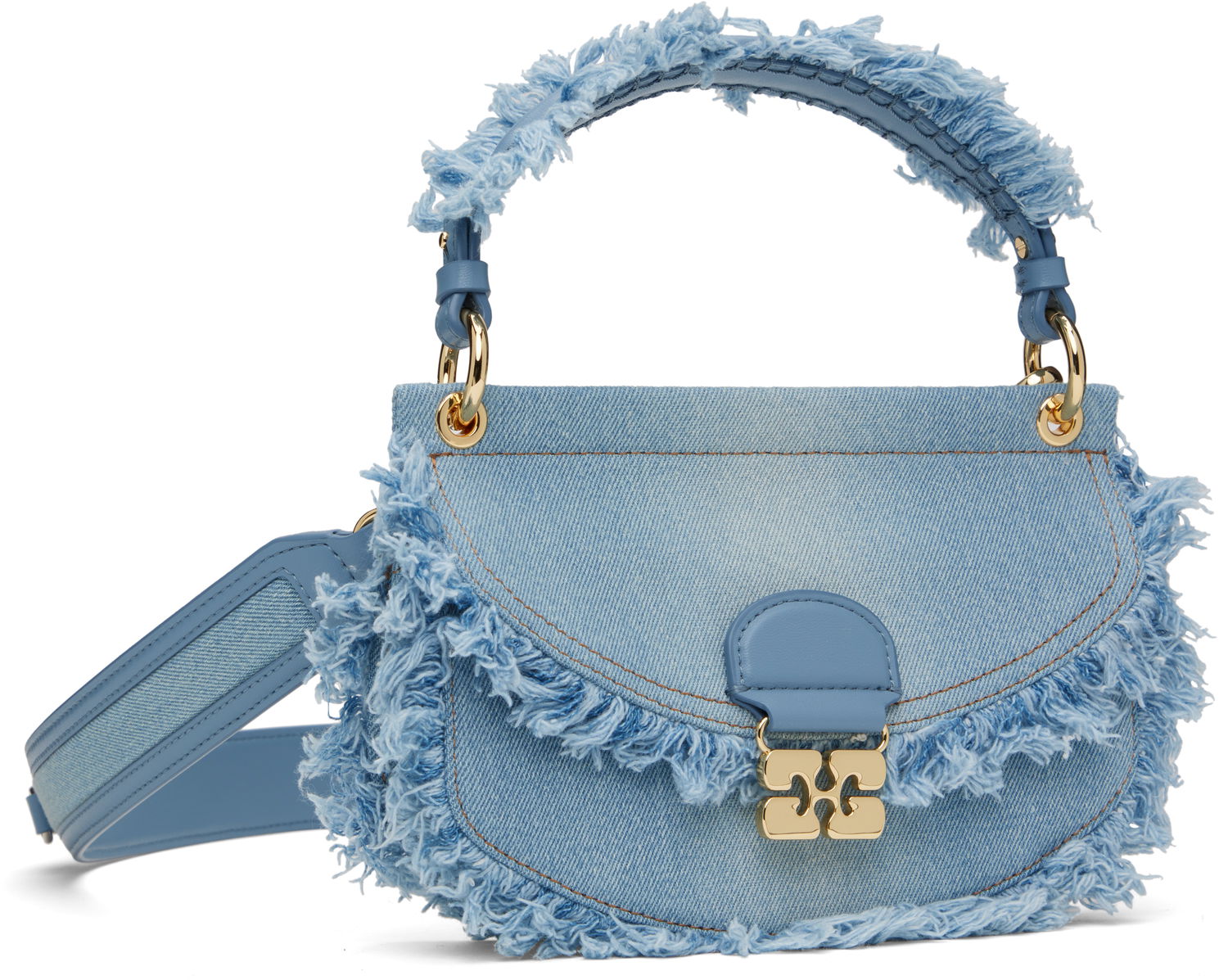 Дамска чанта GANNI GANNI Mini Top Handle Apo-G Denim Bag Синьо | A6520, 1
