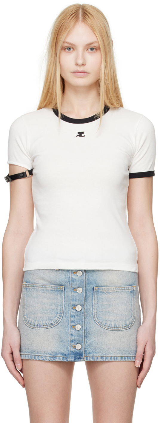 Тениска Courrèges Courrèges Buckle T-Shirt Бяло | 124JTS117JS0070, 0