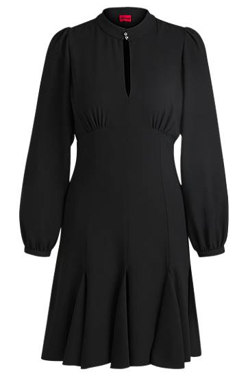 Pокля BOSS Women's Crepe Dress with Buttoned Stand Collar Черно | 50522326, 0