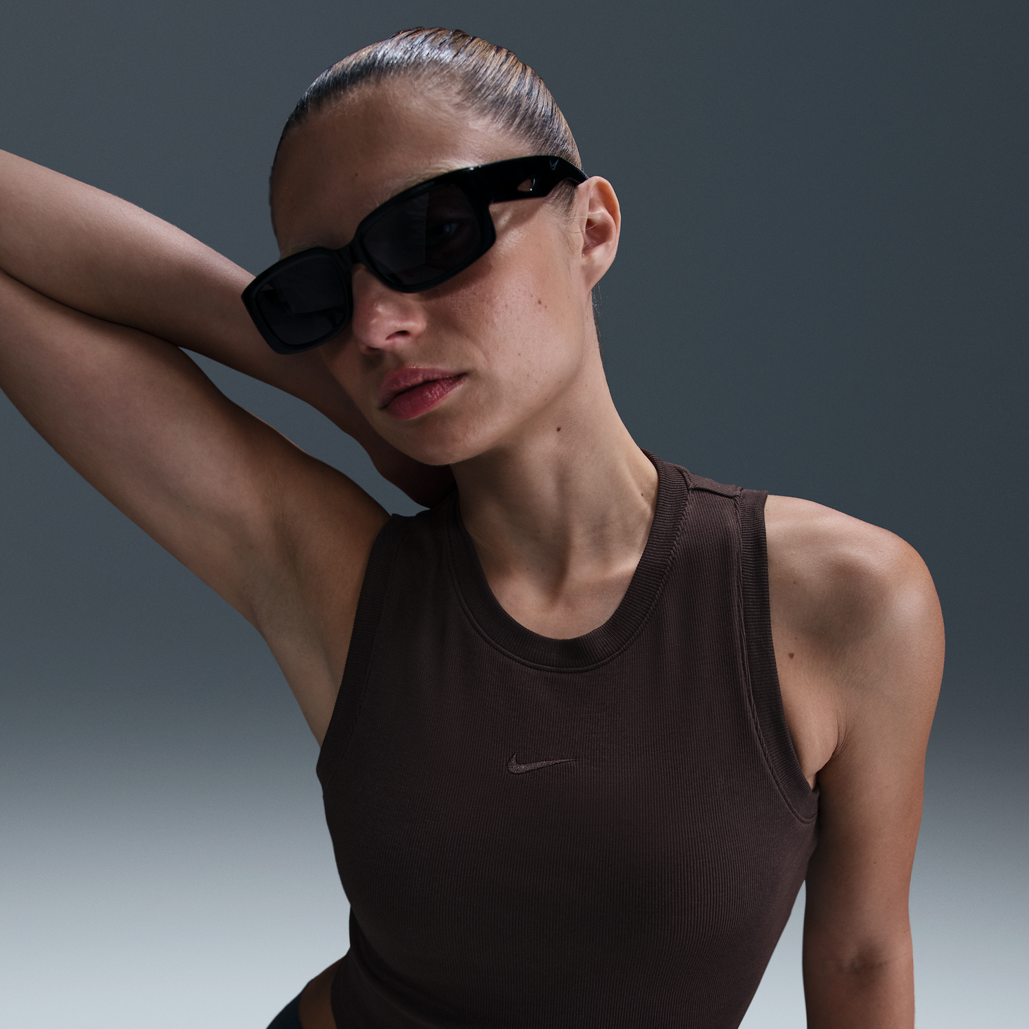 Слънчеви очила Nike Nike Sportswear Chill Knit Slim-Fit Cropped Ribbed Tank Top Черно | FB8279-220, 1