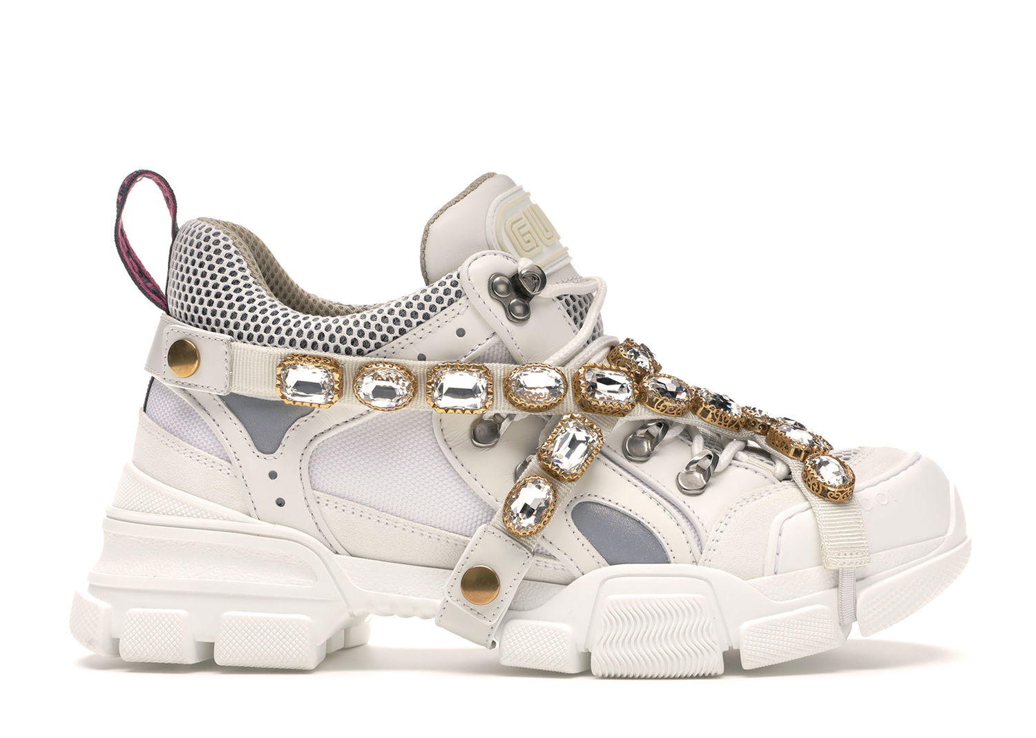 Кецове и обувки Gucci Flashtrek SEGA Ivory Removable Crystal (W) Сиво | 541445 GGZ50 9081, 0