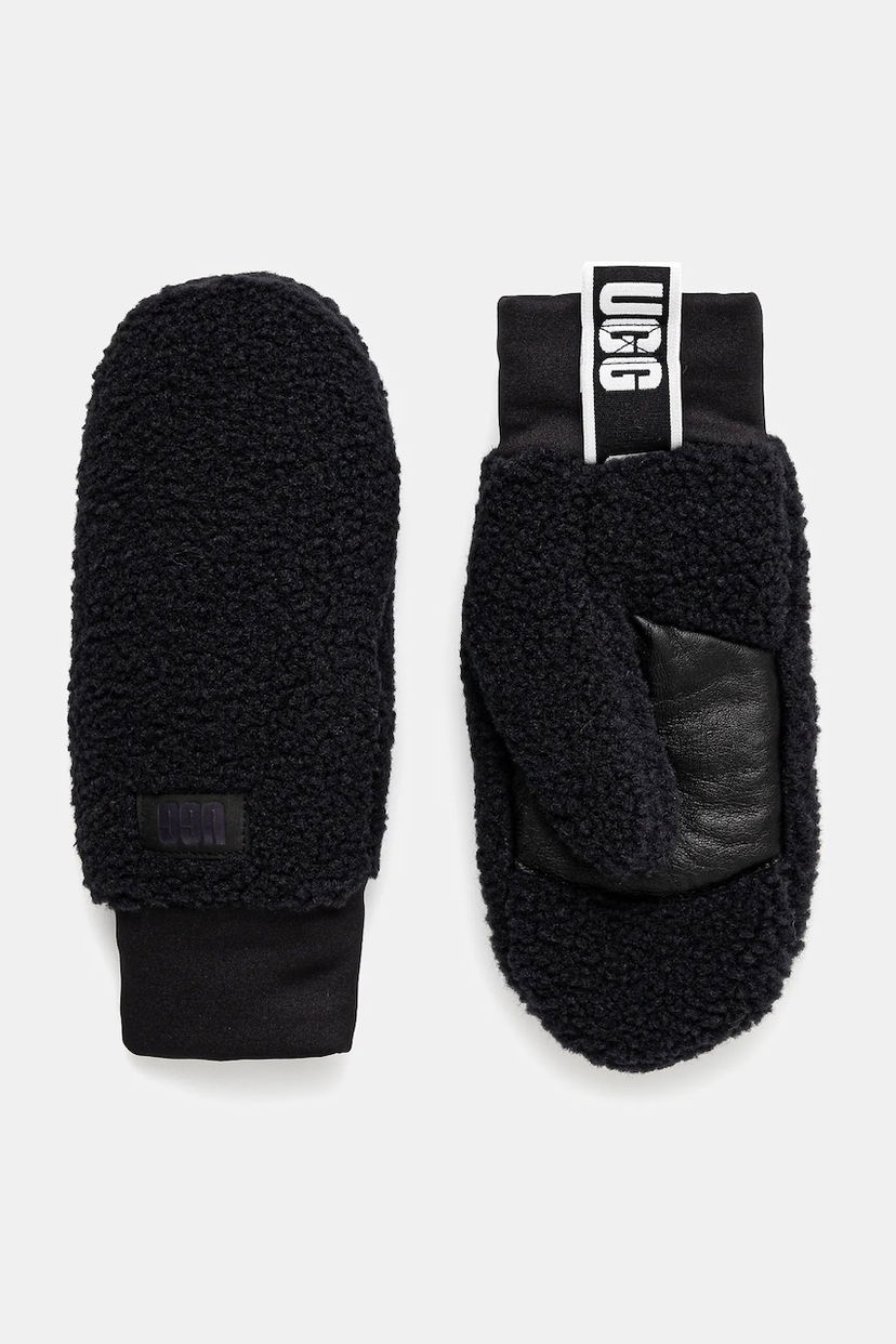 Ръкавици UGG Sherpa Mittens with Leather Palm Черно | 101099