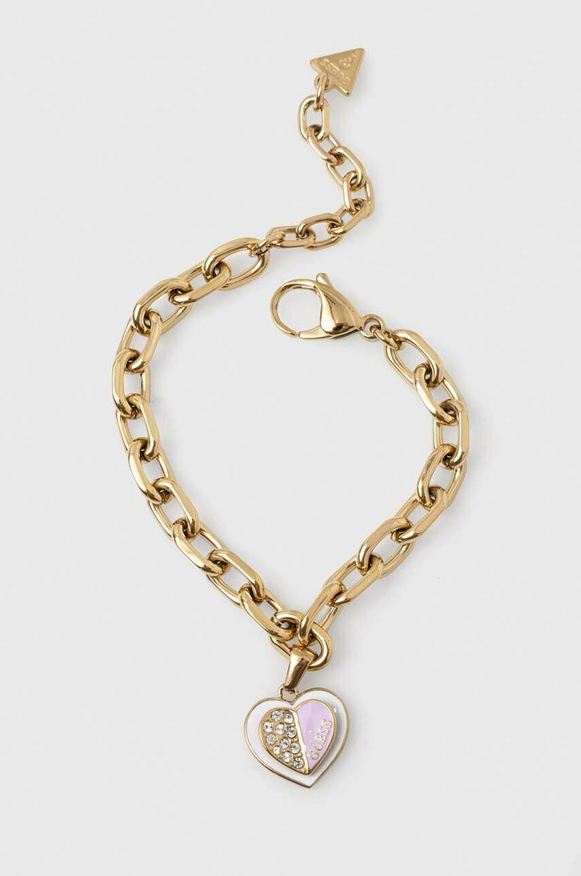 Гривна GUESS Gold-Tone Chain Bracelet With Heart Pendant Металик | JUBB03.034JW