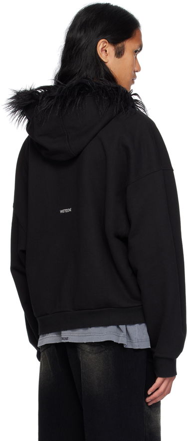 Суитчър We11done Faux Fur Trim Zip-Up Hoodie Черно | WD-TJ2-24-811-U-BK, 2