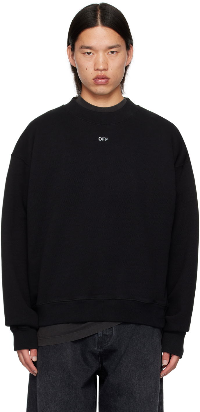 Суитчър Off-White Black Off Stamp Skate Crewneck Sweatshirt Черно | OMBA054C99FLE0061001