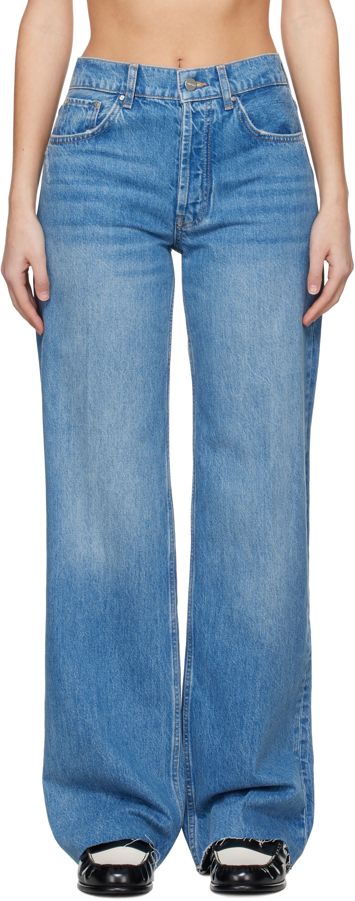 Дънки Anine Bing Anine Bing Hugh Wide-Leg Jeans Синьо | A-06-7135-447, 0