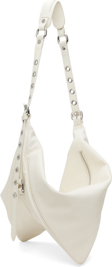 Чанта през рамо BY FAR BY FAR Trayana Washed Leather Shoulder Bag Бяло | MWBSB063LL034WH020PL, 1