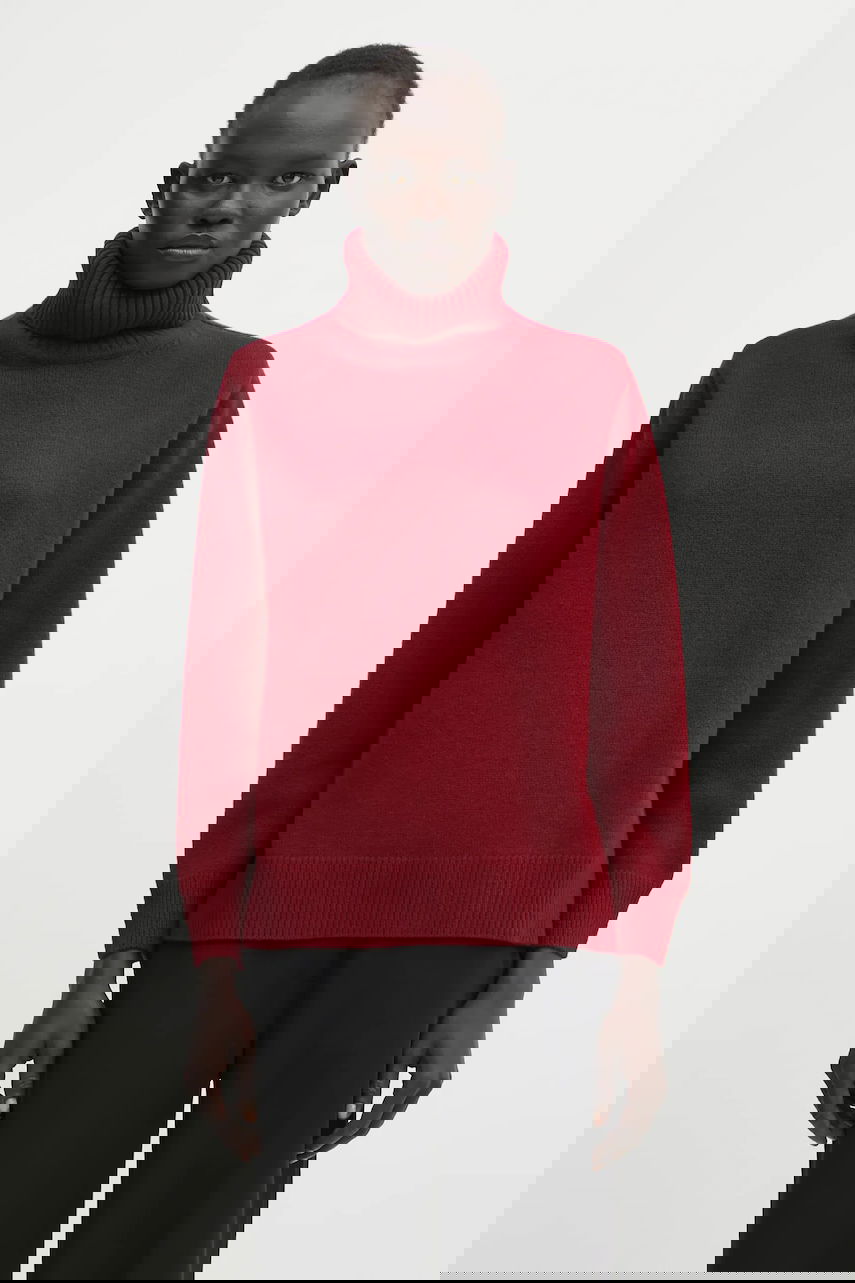 Пуловер MAISON KITSUNÉ Merino Wool Comfort Turtleneck Бургунди | PW00813KT1171, 0