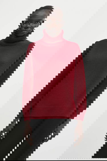 Пуловер MAISON KITSUNÉ Merino Wool Comfort Turtleneck Бургунди | PW00813KT1171, 0