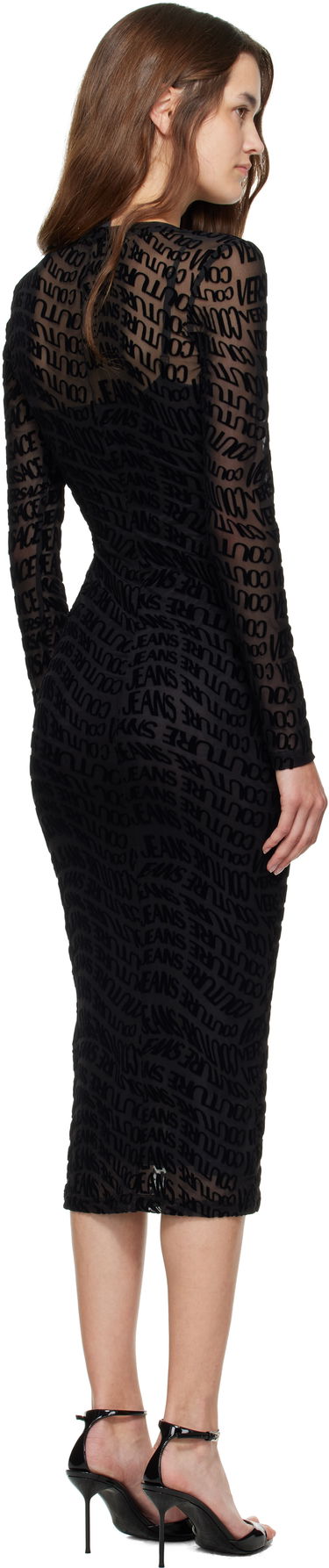Pокля Versace Versace Jeans Couture Flock Liquify Tulle Midi Dress Черно | E79HAO920_EJS490, 2