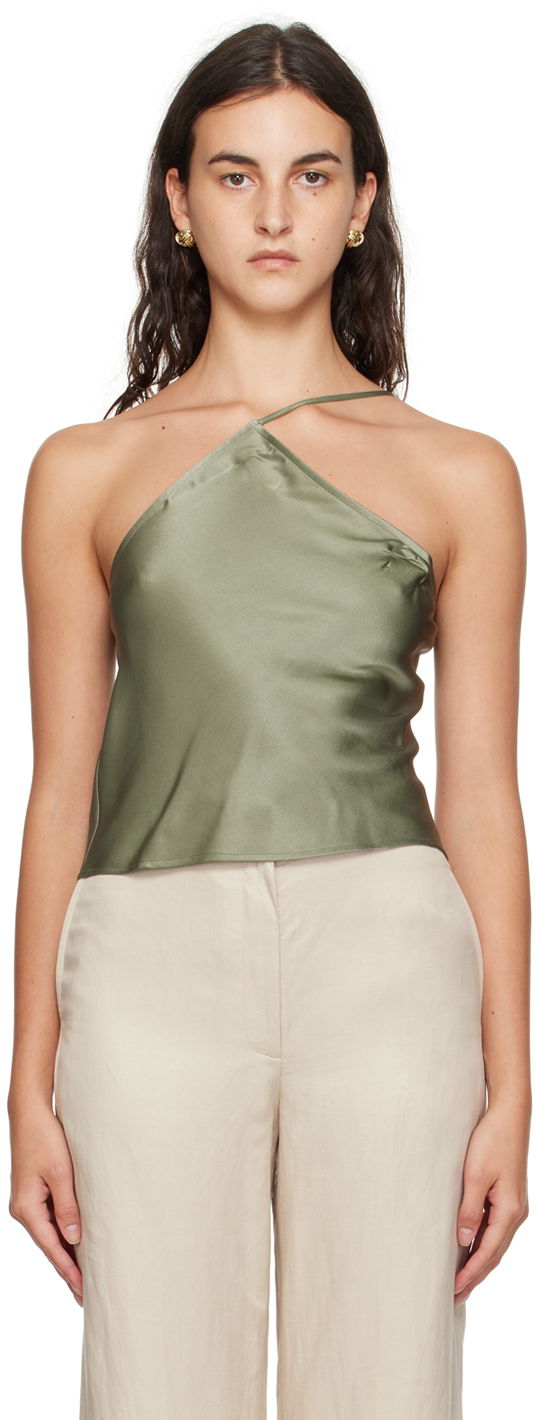 Потник Anine Bing Mandy One-Shoulder Silk Camisole Зелено | A-07-2793-340, 0