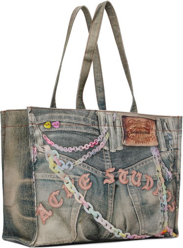 Голяма пазарска чанта Acne Studios Acne Studios Logo Shoulder Tote Синьо | C10238-, 2