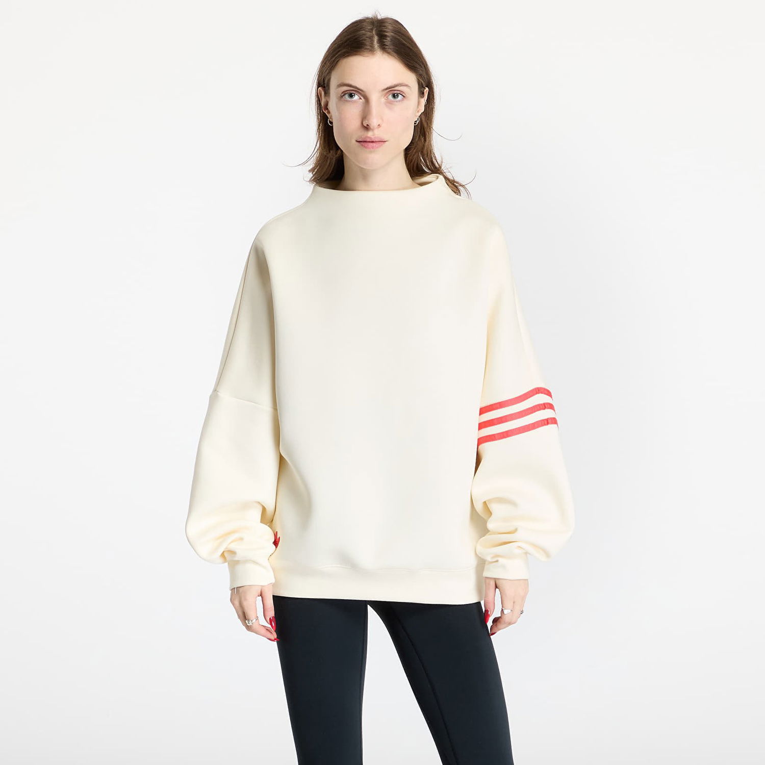 Суитчър adidas Originals Oversized Mock Neck Sweatshirt Бяло | JI8522, 0