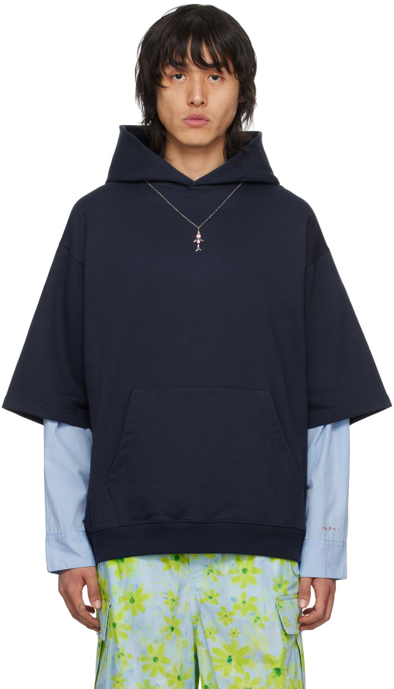 Суитчър Marni Layered Hoodie Тъмно синьо | FUMU0110Q6 UTC301, 0