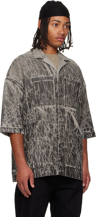 Риза Rick Owens DRKSHDW Concordians Magnum Tommy Short-Sleeve Patterned Denim Shirt Сиво | DU02E7294 SDWF, 1