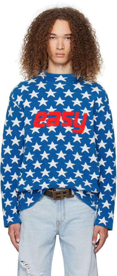Пуловер ERL 'Easy' Star-Print Knit Sweater Синьо | ERL07N006, 0