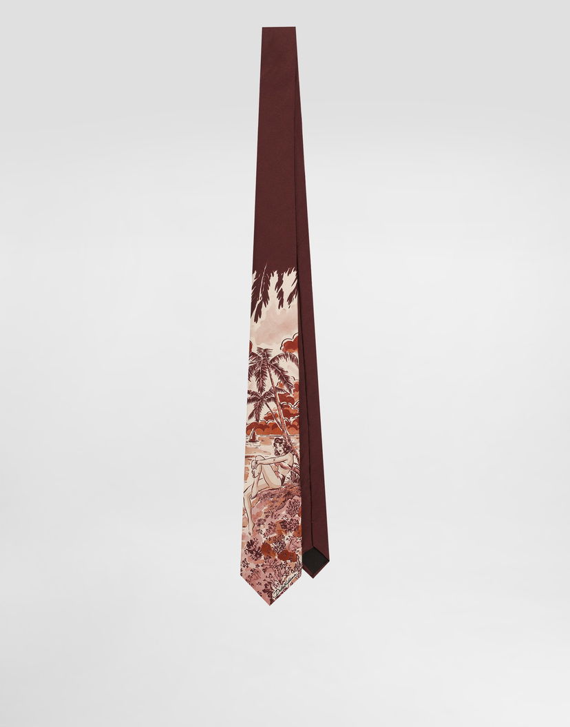 Аксесоари Dolce & Gabbana Dolce & Gabbana Pin-up Print Silk Tie Бургунди | GT147EG0TJ6HR5RK