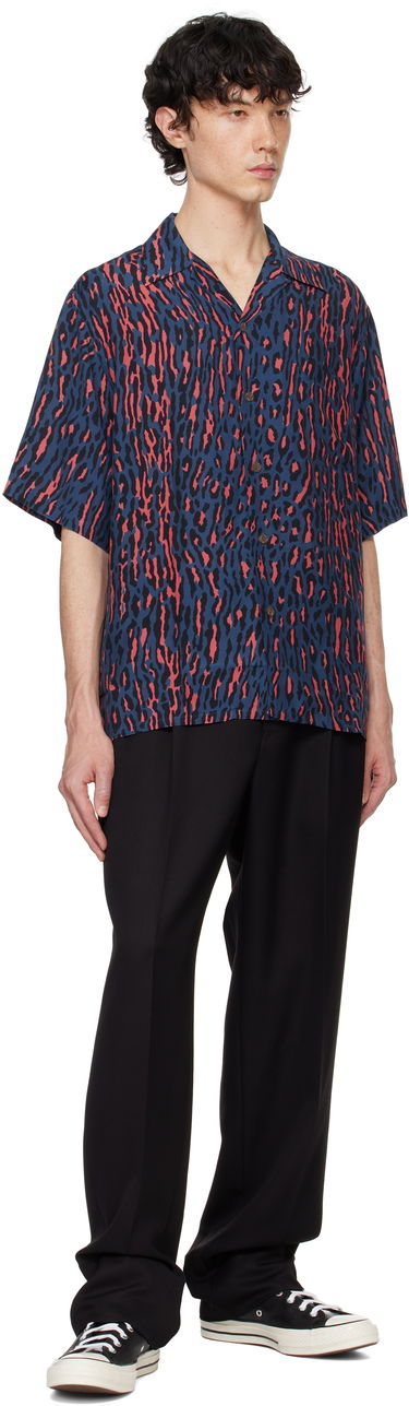 Риза WACKO MARIA WACKO MARIA Leopard Print Short Sleeve Shirt Синьо | 24FWE-WMS-HI01, 3