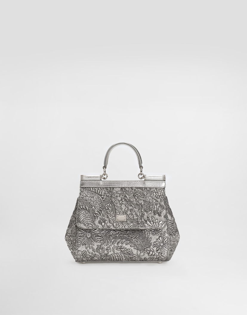 Дамска чанта Dolce & Gabbana Dolce & Gabbana Medium Sicily Brocade Handbag Металик | BB6003BR81780998