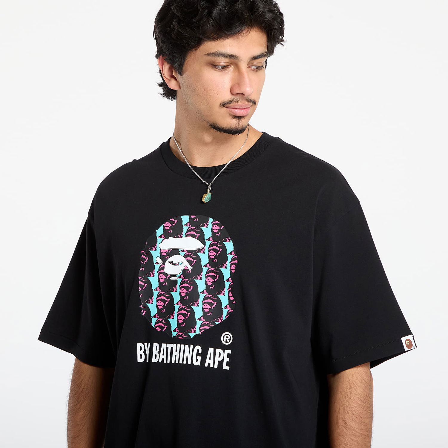 Тениска BAPE Ape Head Pattern Relaxed Fit T-Shirt Черно | 001TEL801309MBLK, 1