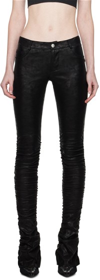 Ruched Faux-Leather Trousers