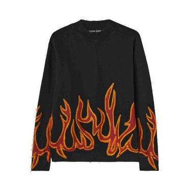 Пуловер Palm Angels GD Graffiti Flames Crewneck Черно | PMBA065F22FLE0051025, 0