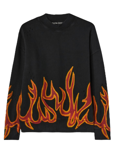 Пуловер Palm Angels GD Graffiti Flames Crewneck Черно | PMBA065F22FLE0051025