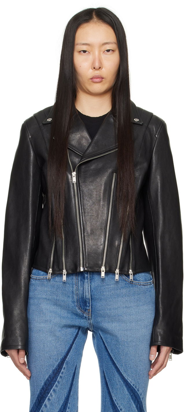 Яке Dion Lee Cropped Leather Biker Jacket Черно | C4048P23, 0