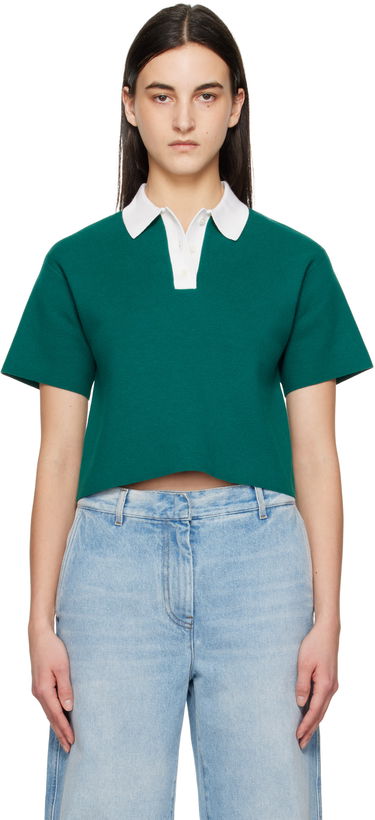 Поло тениска JW Anderson JW Anderson Cropped Knitted Polo Зелено | KW1358-YN0398, 0