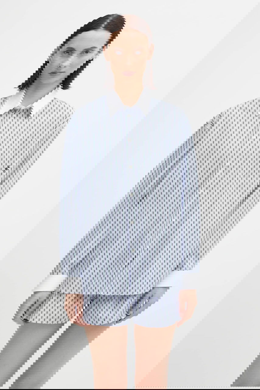 Риза Sporty & Rich Src Oversized Striped Shirt with Classic Collar Многоцветен | SI019621302MU02, 0