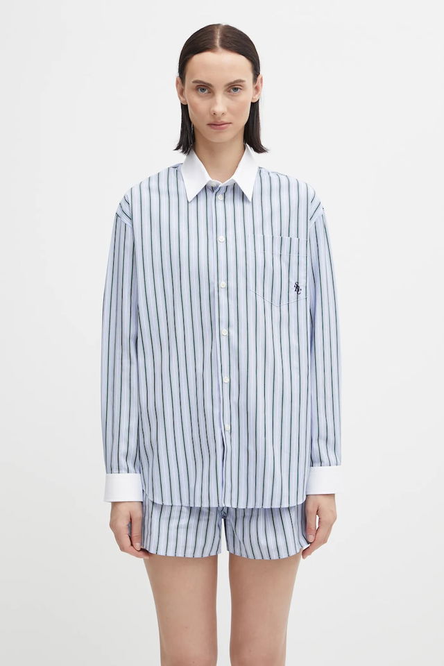 Src Oversized Striped Shirt with Classic Collar