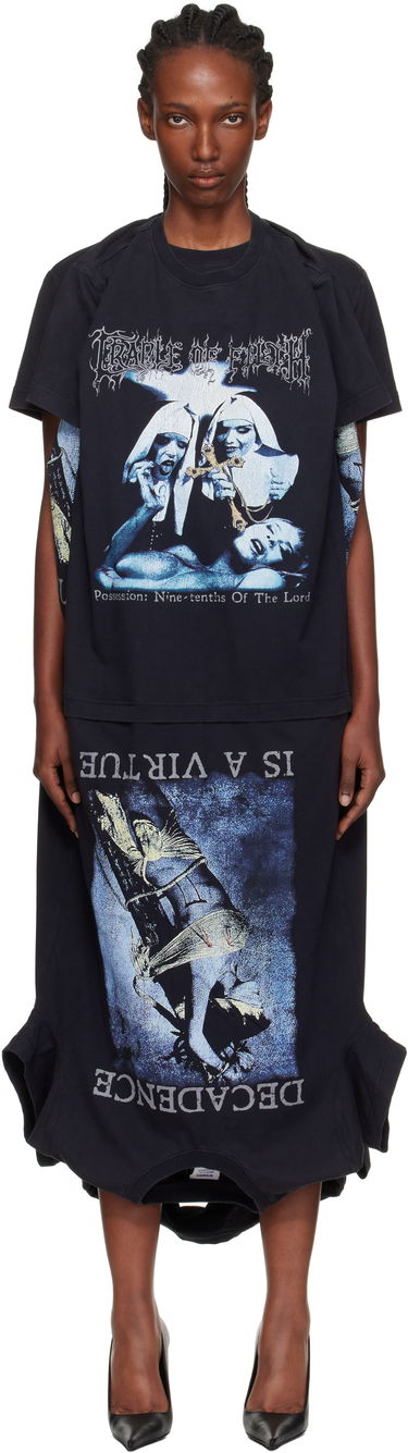 Pокля VETEMENTS Vetements Cradle of Filth Multi T-Shirt Maxi Dress Черно | WCF76DR995B, 0