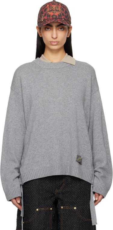 Пуловер GANNI GANNI Future Mixed Wool Oversized Sweater Сиво | K2488, 0