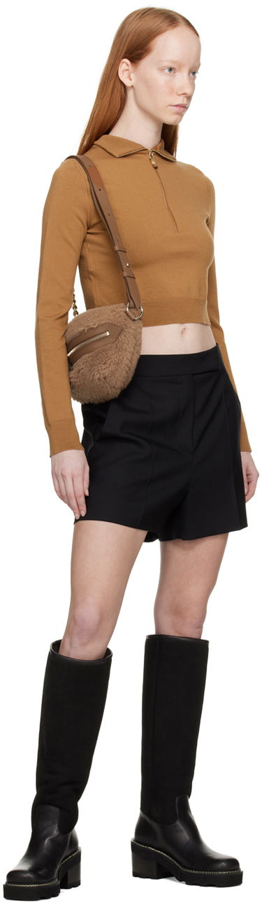 Пуловер Max Mara Max Mara Balbo Cropped Mock Neck Sweater Кафяво | 2313611031600 13611031, 3