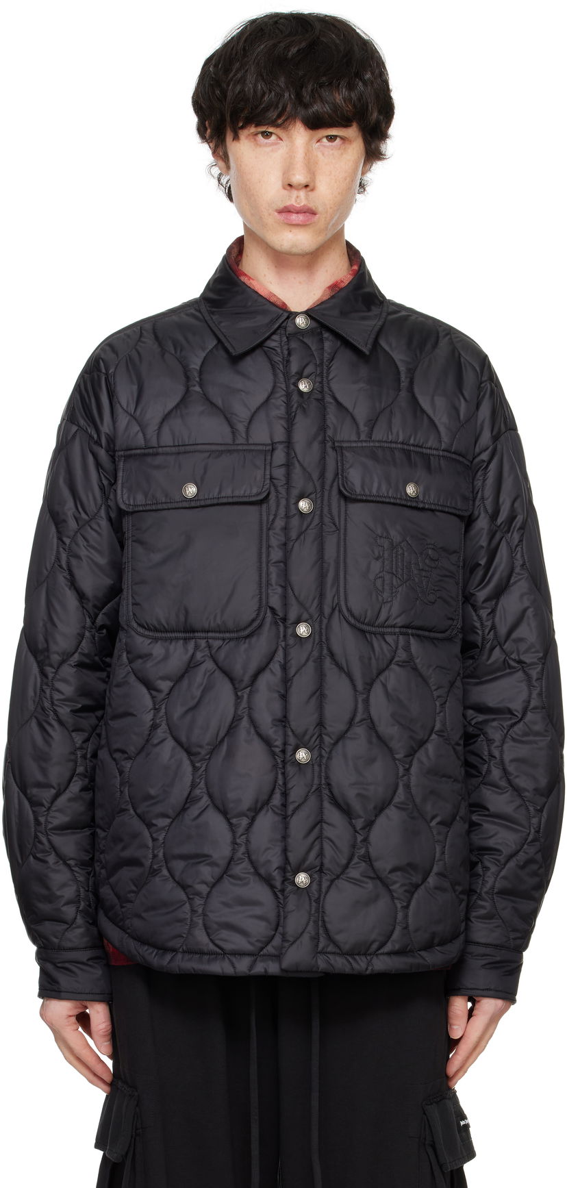 Пухо яке Palm Angels Classic Logo Quilted Overshirt Черно | PMED054F24FAB0011010