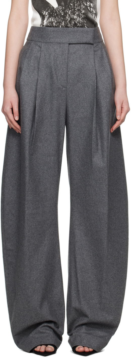 Панталони The Attico The Attico Gary Pleated Wide-Leg Trousers Сиво | 248WCP102 W055, 0