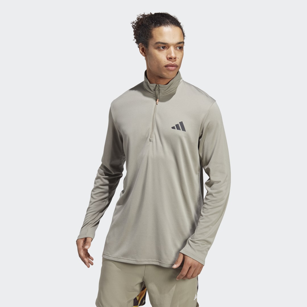 Тениска adidas Originals Train Essentials Seasonal Training 1/4-Zip Tee Бежово | IB8549, 0