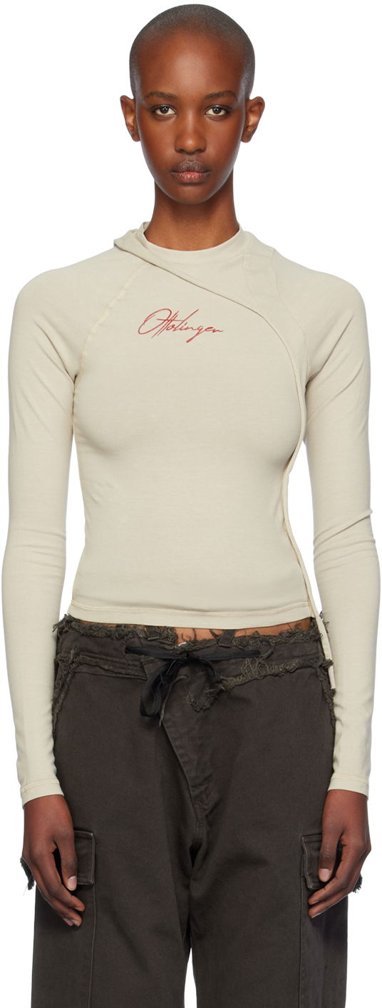 Тениска Ottolinger Ottolinger Deconstructed Fitted T-Shirt Бежово | 1150105121, 0