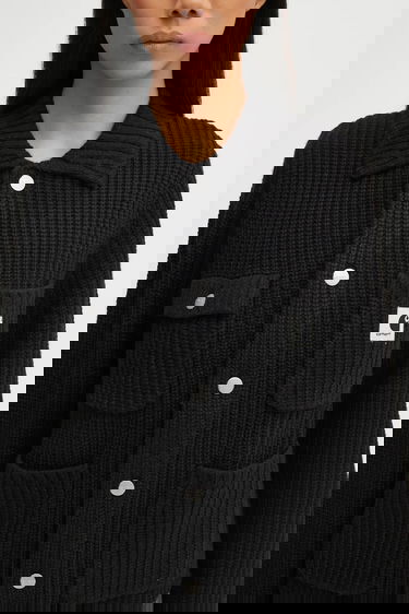 Пуловер Carhartt WIP Michigan Ribbed Knit Collared Wool Blend Sweater Черно | I035379.89XX, 3