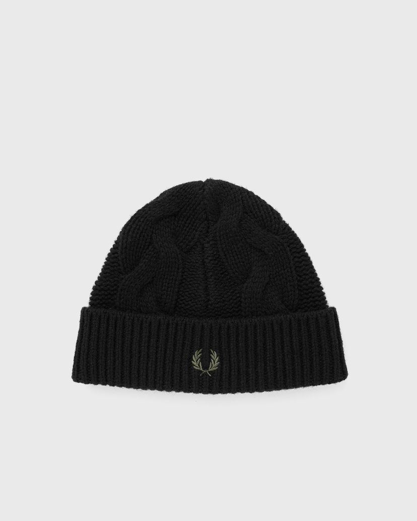 Шапка Fred Perry Cable Beanie with Embroidered Logo Черно | C8135-102