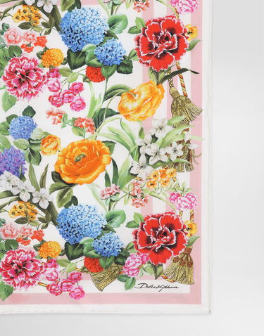 Шал Dolce & Gabbana Dolce & Gabbana Floral Print Silk Twill Square Scarf Многоцветен | FN093RGDCV8HD5KU, 3