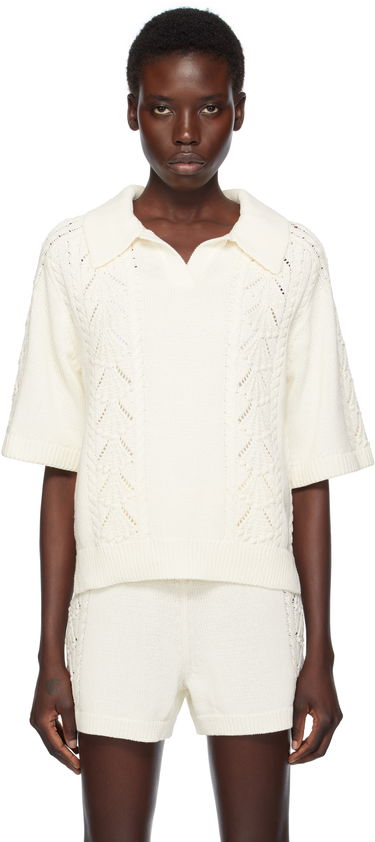 Поло тениска Loulou de Saison Loulou de Saison Kina Knit Polo Shirt Бяло | KINA, 0