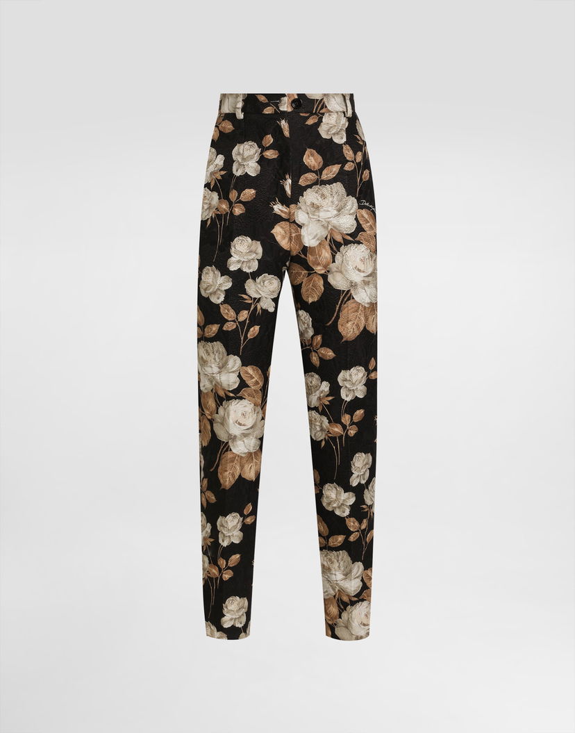 Панталони Dolce & Gabbana Dolce & Gabbana Vintage Rose-Print Brocade Trousers Черно | FTAM2TFSTBRHN5QQ