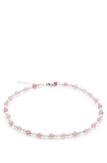 Adjustable Pearl and Pink Stone Necklace