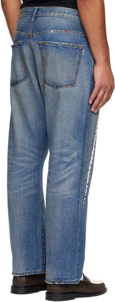 Дънки BAPE Colorful Studded Lightning Bolt 13oz Denim Jeans Синьо | 001DPL801002M, 2